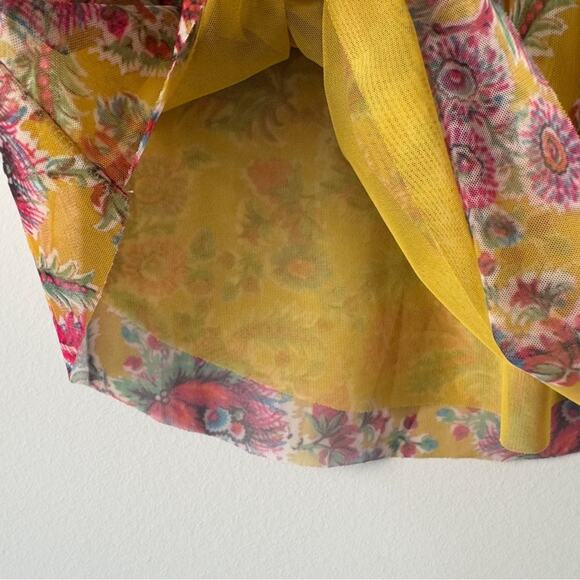 Anthropologie Chiffon Button Up Front 3/4 sleeve top floral stretch layered XS - Picture 4 of 10